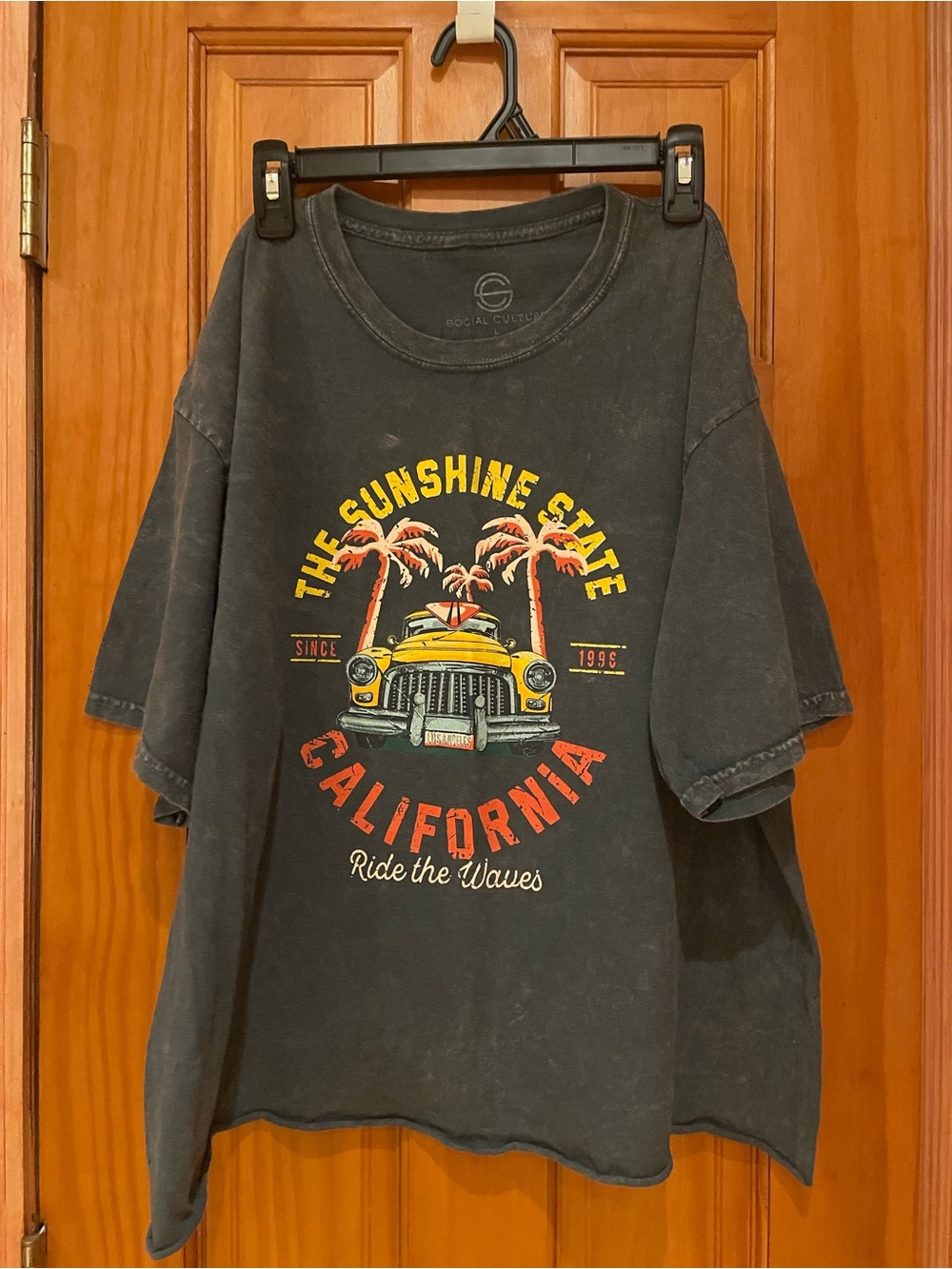 Oversized,Black California Sunshine Graphic Tee